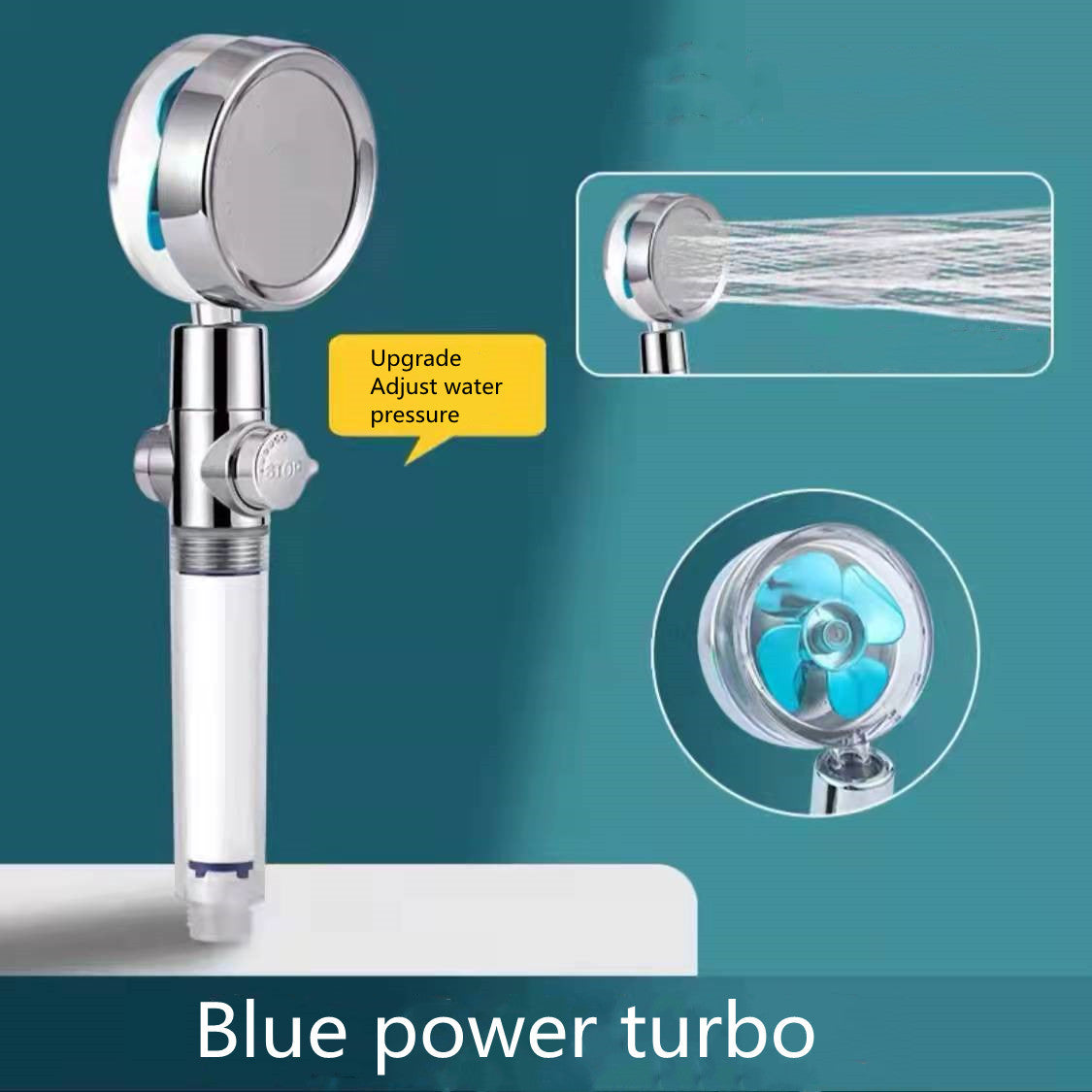 High Pressure Shower Head +360 Degrees Rotating With Small Fan High Pressure