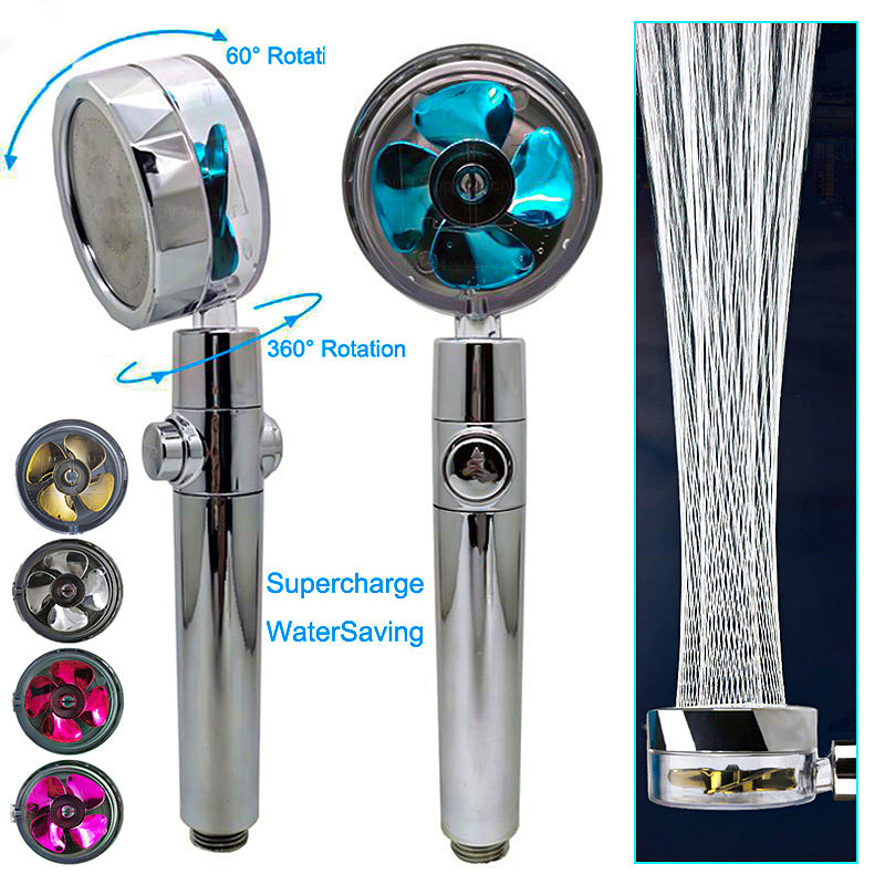 High Pressure Shower Head +360 Degrees Rotating With Small Fan High Pressure