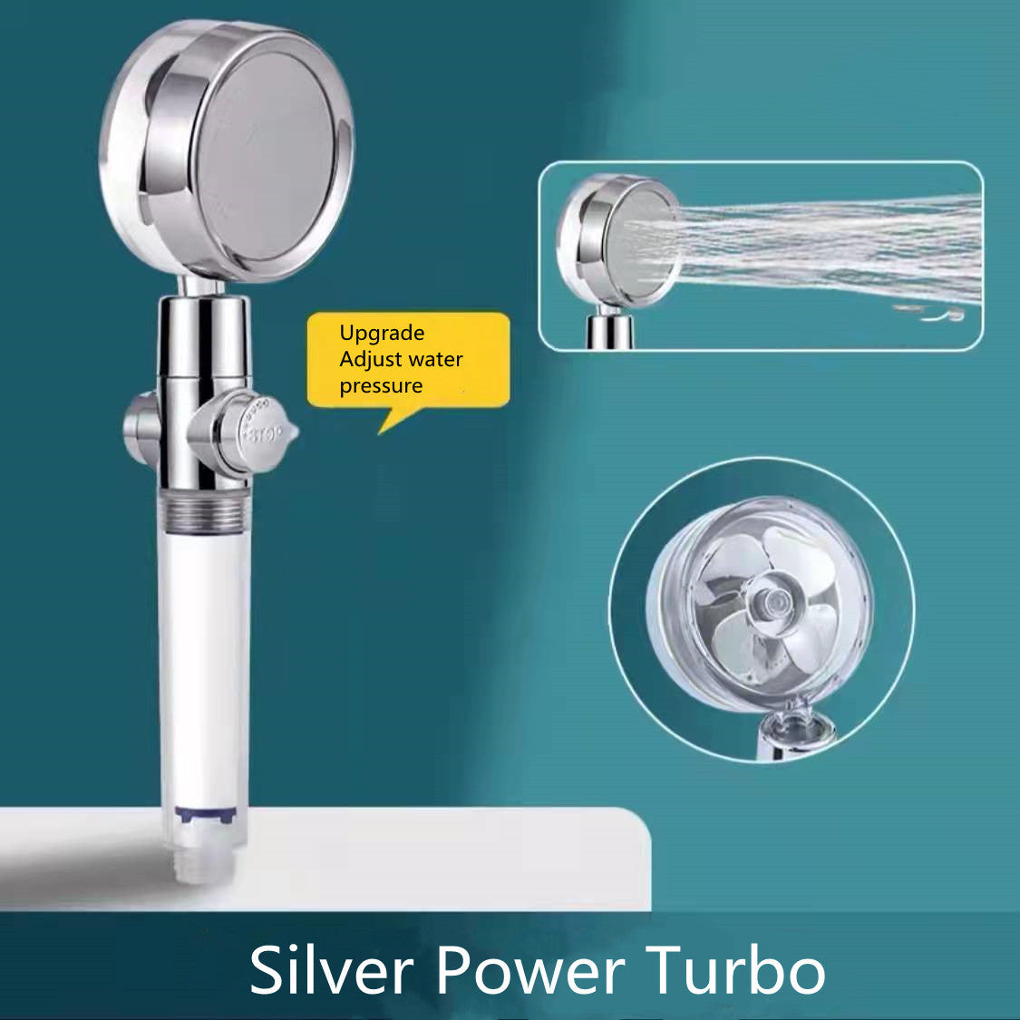 High Pressure Shower Head +360 Degrees Rotating With Small Fan High Pressure